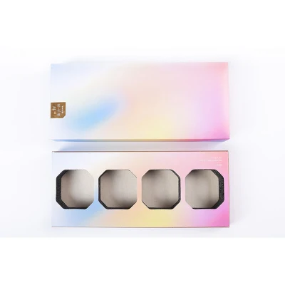 Diseño personalizado Colorido Hermoso Color del arco iris Caja de embalaje de regalo Caja de embalaje de alimentos Latas de té Caja de cartón Productos de café de lujo Caja de papel