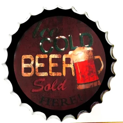 Hotsale Metal Art Tin Decoración Bar Beer Bottle Cap Signs