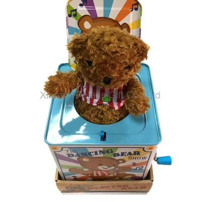 Caja de lata de música de oso de baile de juguetes para niños