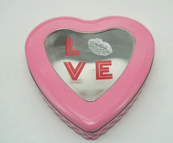 Heart-Shaped con ventana de PVC Regalo Chocolate Candy Valentine's Day Tin Box