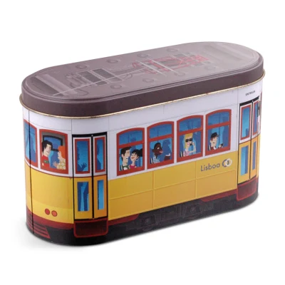 Hojalata creativa forma de autobús latas vacías caramelo galleta regalo contenedor de almacenamiento vacaciones caja decorativa