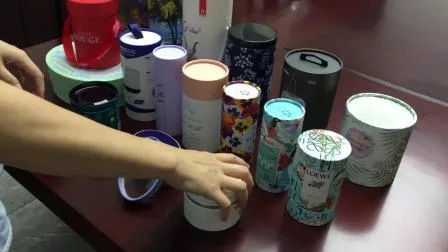 Caja de cilindro de regalo de tubo de papel de té redondo con tapa de Metal de estaño para Perfume vela vino regalo Perfume ropa