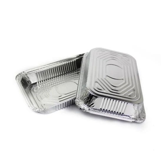 Contenedor de papel de aluminio desechable de grado alimenticio Bandeja de goteo de lata Sartenes Caja de almuerzo para llevar